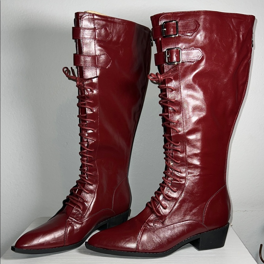 Women's Red Knee-High Boots Sz 40